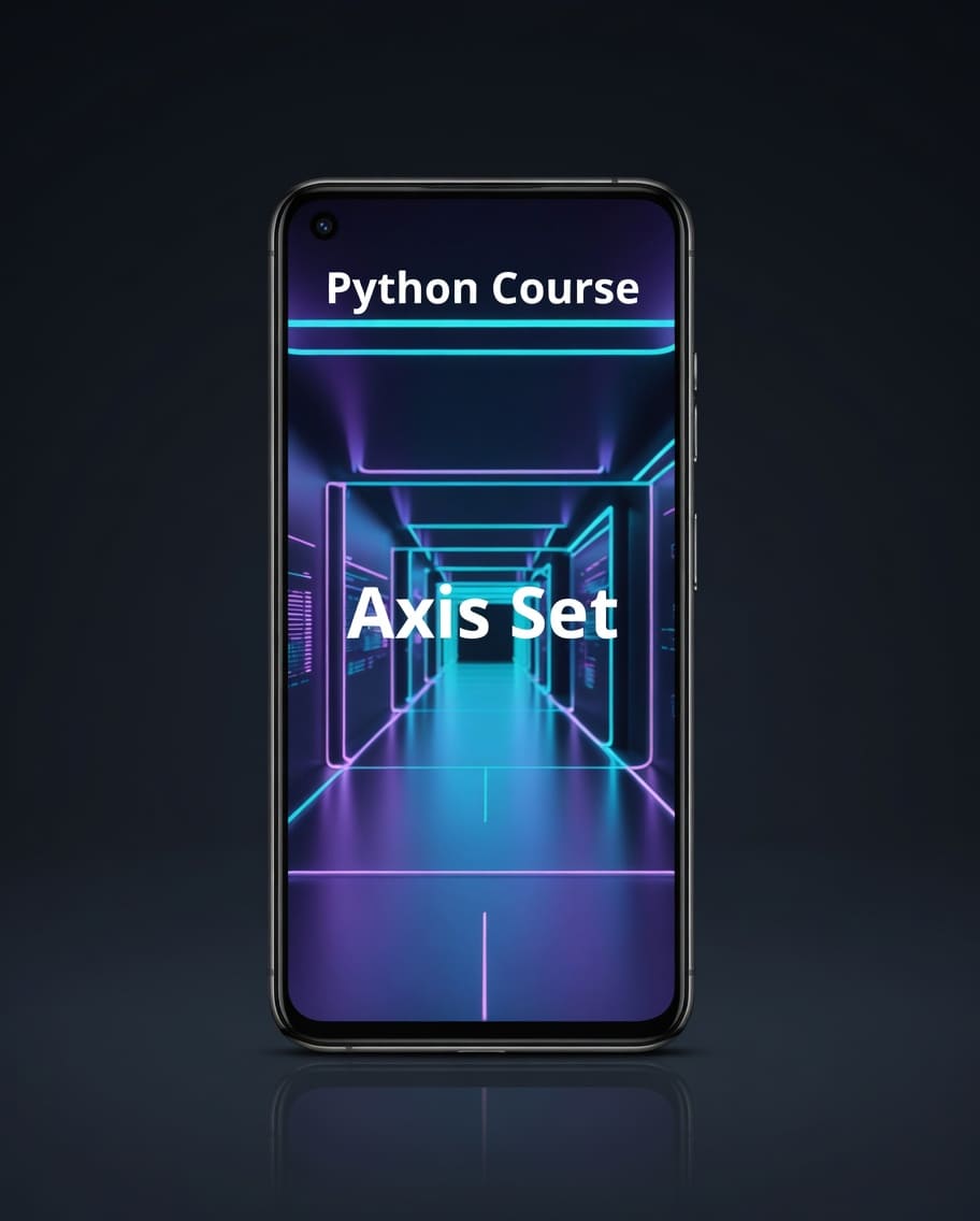 Phone screen displaying 'Python Course Axis Set' on a dark background