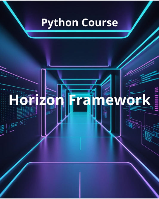 Python Course promotional image with a futuristic corridor design.