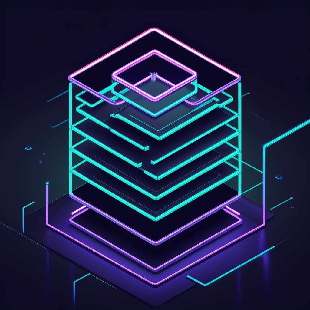 Neon geometric design on a dark background