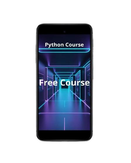 Phone with a Python course advertisement on a white background