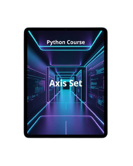 Tablet with a Python course axis set design on the screen